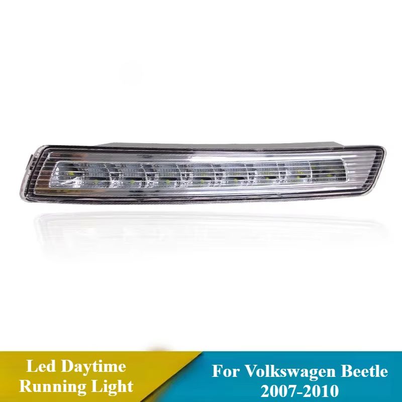 For Volkswagen Beetle 2007-2010 2Pcs Car Led Daytime Running Lights Front Bumper Fog Lamp DRL Yellow Turn Singal 12V Daylights_voghion.com