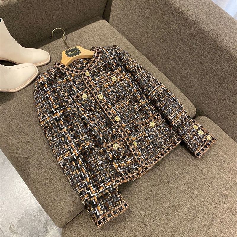 Women's ocialite small fragrant jacket for women new style retro versatile high-end tweed top_voghion.com