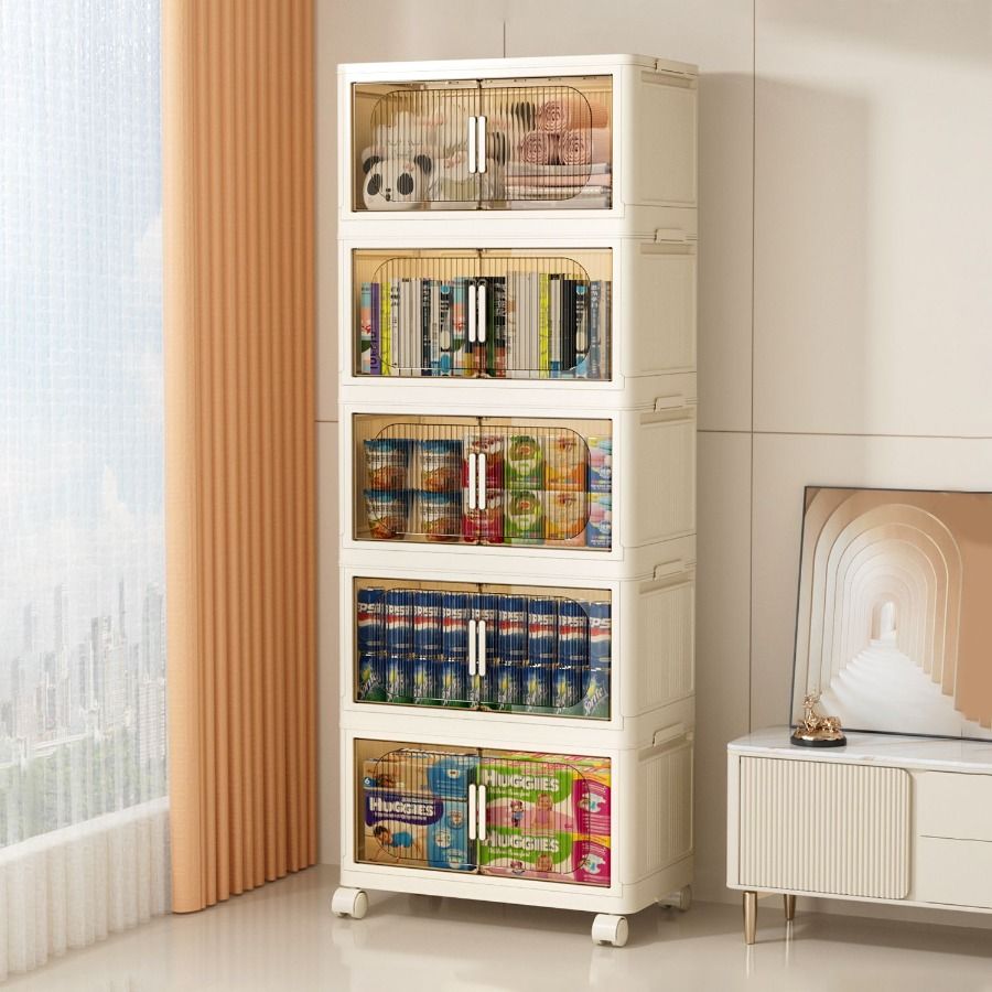 19.69 Door 5 Side Wide With C 19.69×11.81×50.00 Bins Folding Storage Storage Tiers Collapsible Storage Plastic Magnetic Cabinet_voghion.com