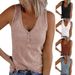 2025 New Women's Button Vest Solid Color V-neck Sleeveless T-shirt Top Creative Creation_voghion.com