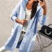 Cardigan oversize con cappuccio per donna - Cappotto lungo in maglia aperto sul davanti con tasche (azzurro/nero/rosa, taglie 1XL-5XL)_voghion.com