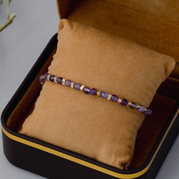 Moda Renkli Taş Boncuklu Bilezik Ametist Trend Çok Yönlü Niş Tasarım Kadın 2025 Yeni Model_voghion.com