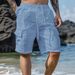 Men's Cargo Shorts With Multiple Pockets & Drawstring - Breathable Linen Cotton Summer Shorts For Beach, Hiking & Casual Wear_voghion.com