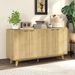 HOMCOM Fluted Sideboard Buffet Cabinet, 55' Coffee Bar Cabinet With 4 Doors, 2 Adjustable Shelves, 5 Wood Legs, Nature Wood_voghion.com