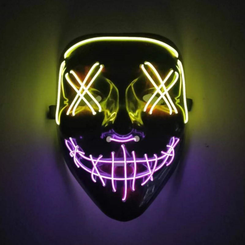 Party Masks Halloween LED Light Up Mask Glowing V For Vendetta Costume With 16 Color Changing Modes Rechargeable Scary Party Mask_voghion.com