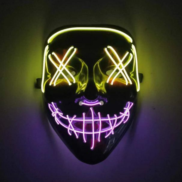 Party Masks Halloween LED Light Up Mask Glowing V For Vendetta Costume With 16 Color Changing Modes Rechargeable Scary Party Mask_voghion.com