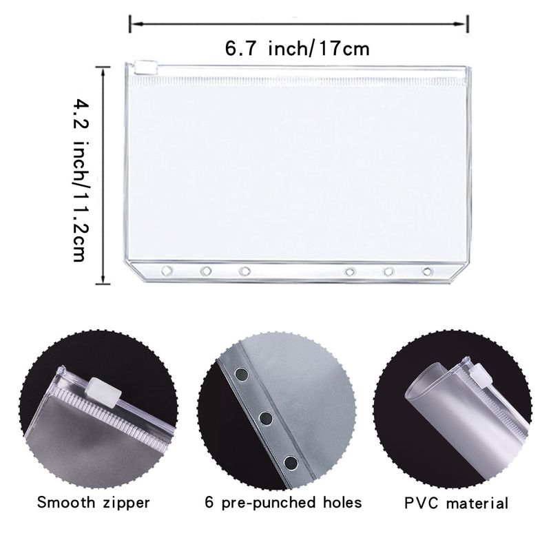 Pastel Macaron 6-Ring Binder Notebook – A6 Detachable Cover Planner With Budget Sheets & Zipper Pockets_voghion.com