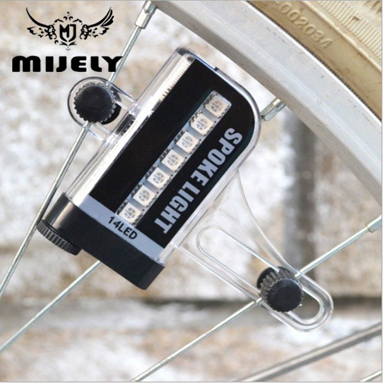 Raggi per bicicletta 14 LED 2 modalità 32 vento fuoco ruota bifacciale rilevamento vero colore 30 modelli luce in filo di acciaio_voghion.com