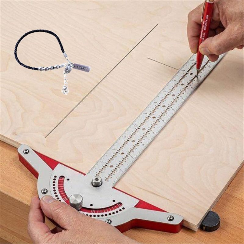 10 Inch Woodworking Edge Measuring Ruler with Protractor, T-Square, and Angle Ruler - Perfect for Precise Woodworking Designs_voghion.com