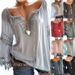 Schulterfreie Bluse mit Spitzenbesatz – Atmungsaktives, leinenähnliches Langarm-Top mit Bindedetail (Weiß/Schwarz/Rosa/Rot/Grau/Braun, S-XXL, Boho & Casual)_voghion.com