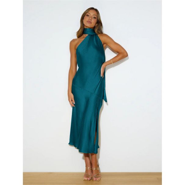 Women's Clothing Fashion Satin Design Slit Dress Sexy Backless French Evening Dress_voghion.com