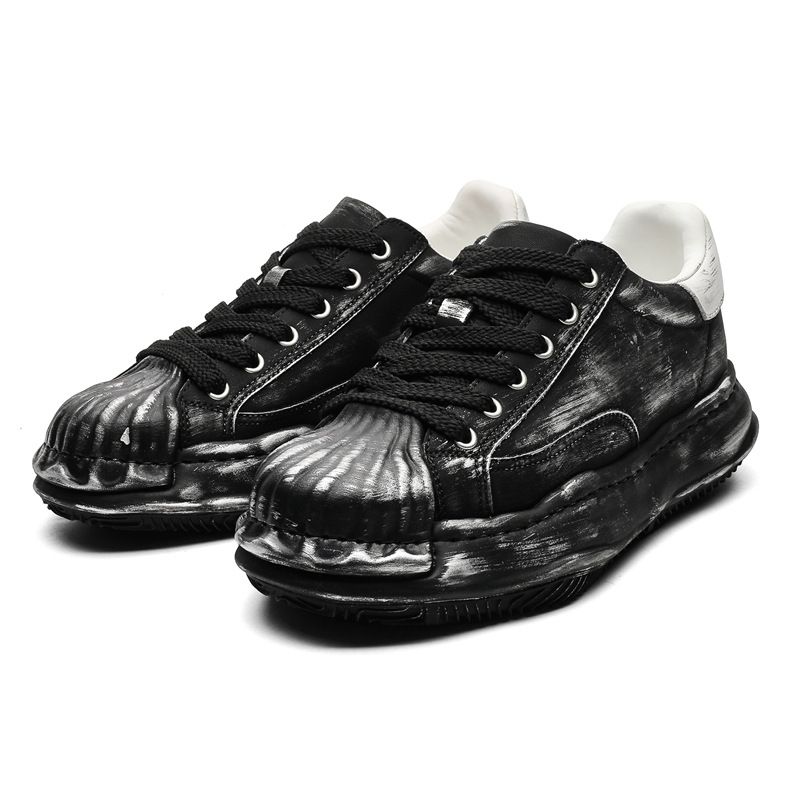 2025 Nuevo diseño de nicho con punta de concha, estilo coreano, aumento de altura oculto, suela gruesa, zapatos deportivos casuales con cordones, zapatillas para_voghion.com