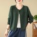Cardigan rétro en maille de coton pour femme, col rond, manches longues, style automne 2024, vêtement d'extérieur tendance pour les diffusions en direct._voghion.com