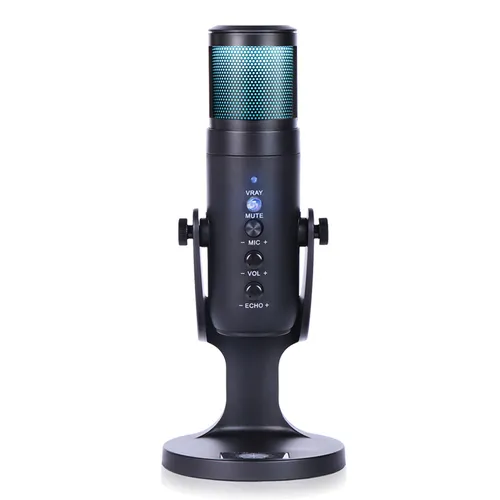 RGB Condenser Microphone for iPhone Android laptop Computers Professional USB Mic with Earphone jack for Gaming Streaming Video_voghion.com