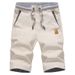Men's Beach Pants Casual Drawstring Cotton And Linen Shorts Large Size Five-Point Pants_voghion.com
