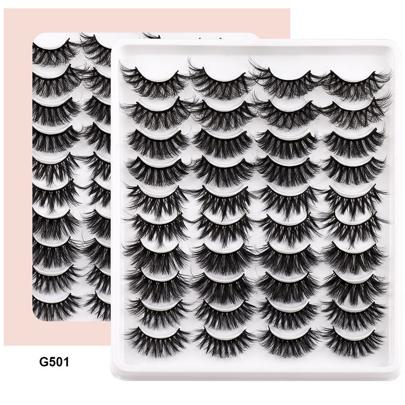 Falsche Wimpern, heißes Produkt, 20 Paar falsche Wimpern, harter Stiel, natürlich, einteilig, gemischter Stil, frittierte Frisur, chaotisch gewellte Wimpern_voghion.com