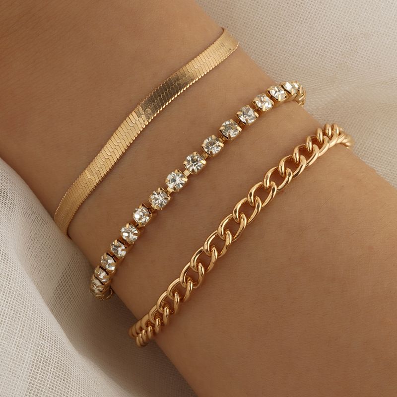 Bracciale da donna con diamanti a forma di serpente, set di tre catene a griffe per donna_voghion.com