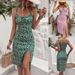 Damen 2025 Sommer Sexy Strap Floral Split Kleid_voghion.com