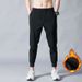 boy Fleece-Lined Thickened Solid Color Jogger Casual Men Loose Elastic Work Long Pants_voghion.com