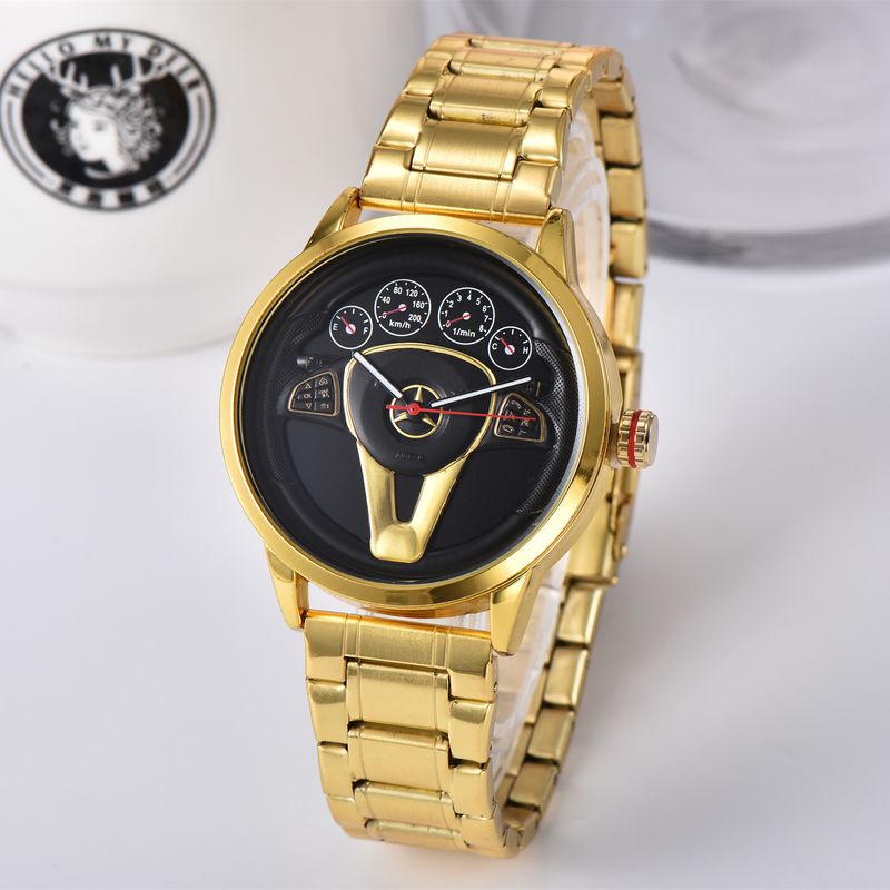 Personalized Design Stylish Men's Quartz Watch , Fashionable Car Steering Wheel Steel Strap Watch_voghion.com