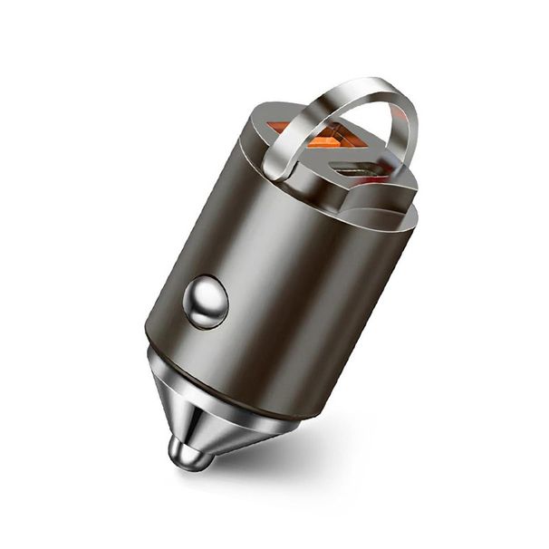 Dongxun Dual USB Car Charger With Pull Ring – 30W/20W PD Fast Charger, Metal Mini Car Adapter For IPhone & Android, 12V/24V Cigarette Lighter Charger_voghion.com