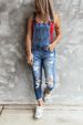 "Premium Hand-Sanded Denim Dungarees | Distressed Skinny Fit | Recycled Cotton Blend | Eco-Friendly Dye | European Festival Outfit"_voghion.com