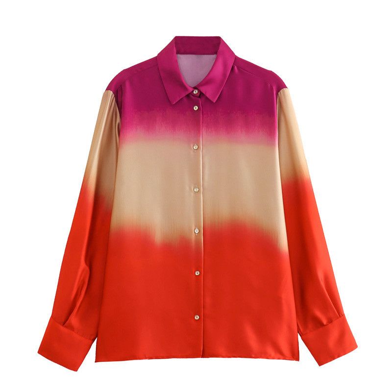 Ensemble chemise et pantalon droit imprimé tie-dye pour femme_voghion.com