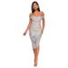 Verve Women's Summer Sequin Side Slit Gown French Off-Shoulder Bodycon Dress_voghion.com