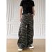 Retro Cleanfit Camo Jeans - Relaxed Carpenter Pants With Curved Hem (S-XXXL, Washed Green)_voghion.com
