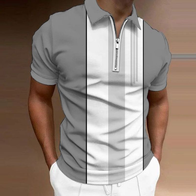 2023 Sommer hochwertiges Herren-Poloshirt der Marke 3D-gedrucktes lässiges Kurzarm-Revers-Reißverschluss-Poloshirt_voghion.com