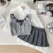 Ensemble mère-enfant printemps-automne, nouveau style, jupe style collège pour filles, gilet en laine, chemise, costume trois pièces tendance_voghion.com