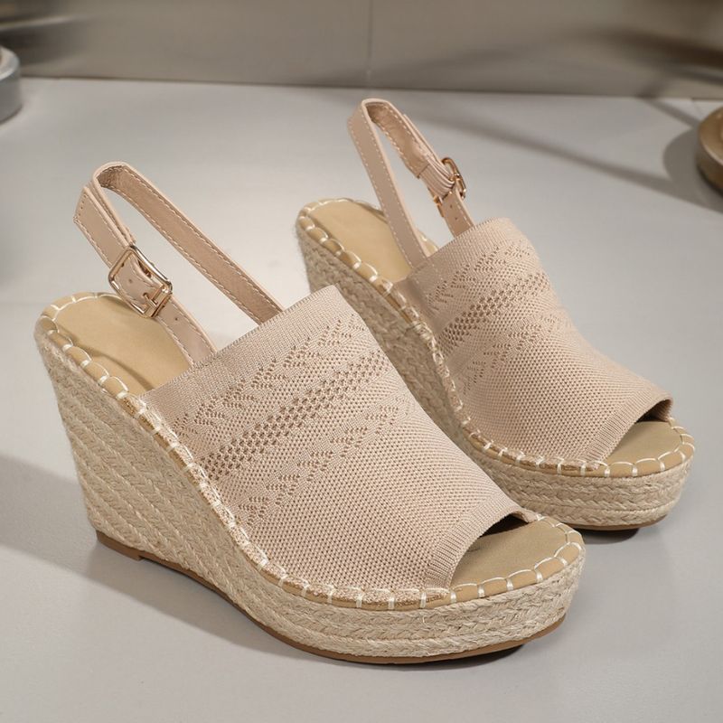 Women's Shoes Exclusive Open Toe Sandals Summer New Beach Back Empty Wedge Thick Soled Sandals For Women Woven Breathable_voghion.com