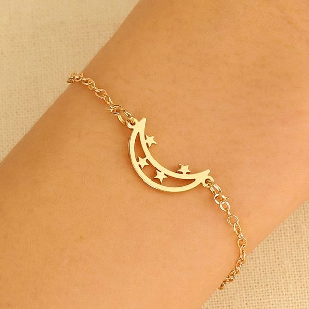 Edelstahl einfache nicht verblassen echt vergoldet Armband Mode Gold Armreif Zubehör_voghion.com