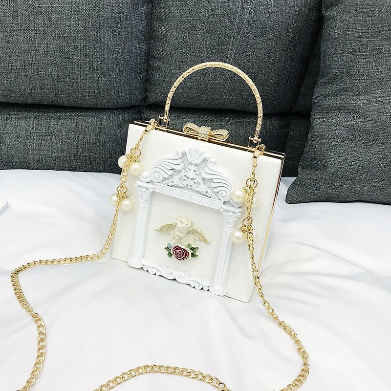 Handtasche Kleine Tasche Damen Barock Engel Tasche Geprägte Tote Kette Tasche Umhängetasche_voghion.com