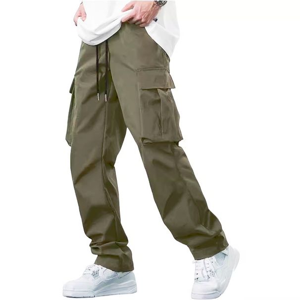 Summer New Men's Cargo Pants Drawstring Multi Pocket Casual Pants_voghion.com