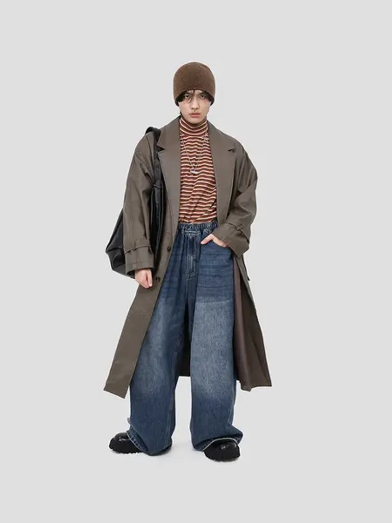 Men's Faux Mauroicardi Autumn Long Oversized Black Brown Soft Pu Leather Trench Coat Men Belt Single Breasted Designer_voghion.com