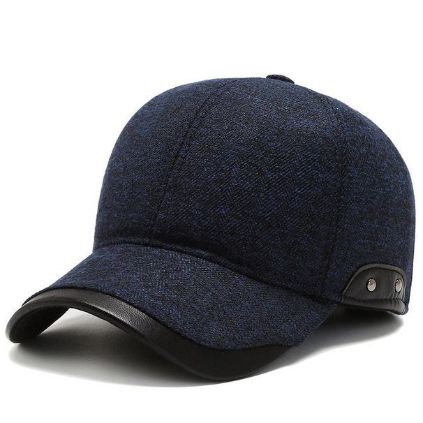 Boné de homem velho, quente e veludo, boné pontiagudo, à prova de vento e à prova de frio, boné de beisebol de meia-idade e idosos, boné de proteção auricular_voghion.com