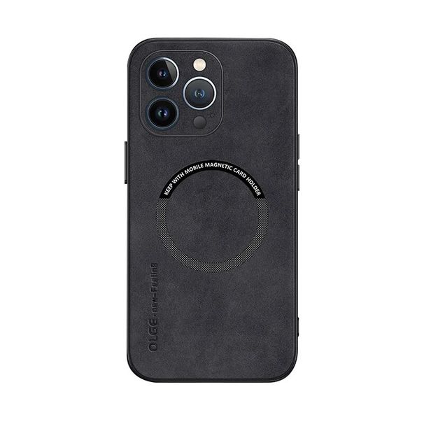 For iPhone 15 14 13 12 Pro Max 11 Sheepskin Leather Iron Ring Magnetic Case_voghion.com