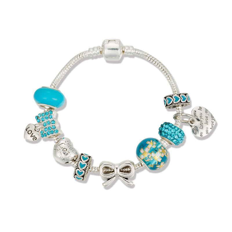 Prodotti di trasmissione in diretta con merci Bracciale blu fai da te in argento antico con perline gioielli a mano gioielli temperamento fresco_voghion.com