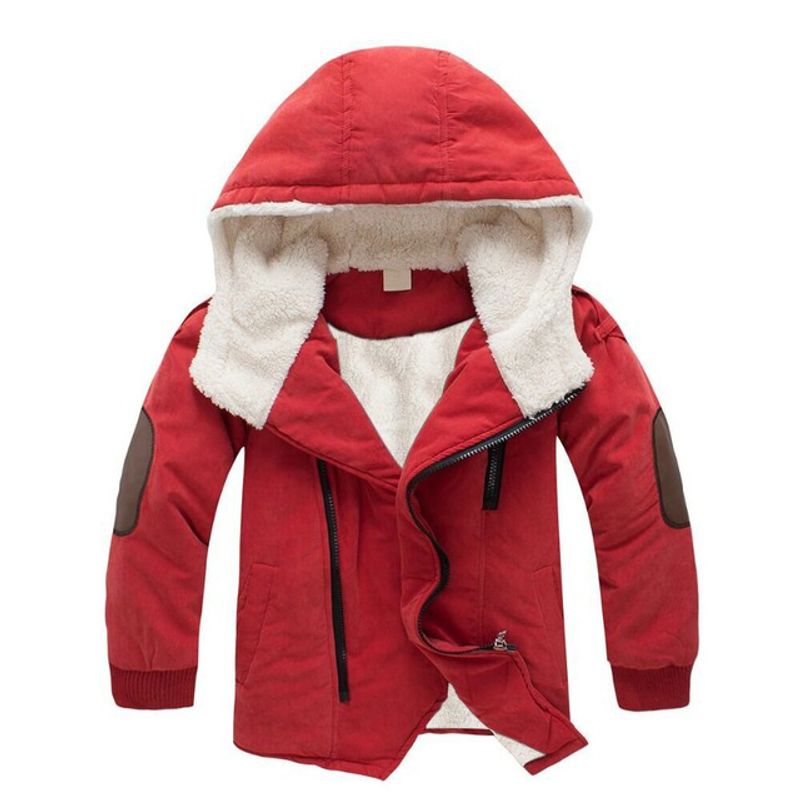 Foreign Trade Boy Cotton Coat Children's Medium And Large Children Lamb Thickened Velvet Hooded Medium And Long Cotton Coat_voghion.com