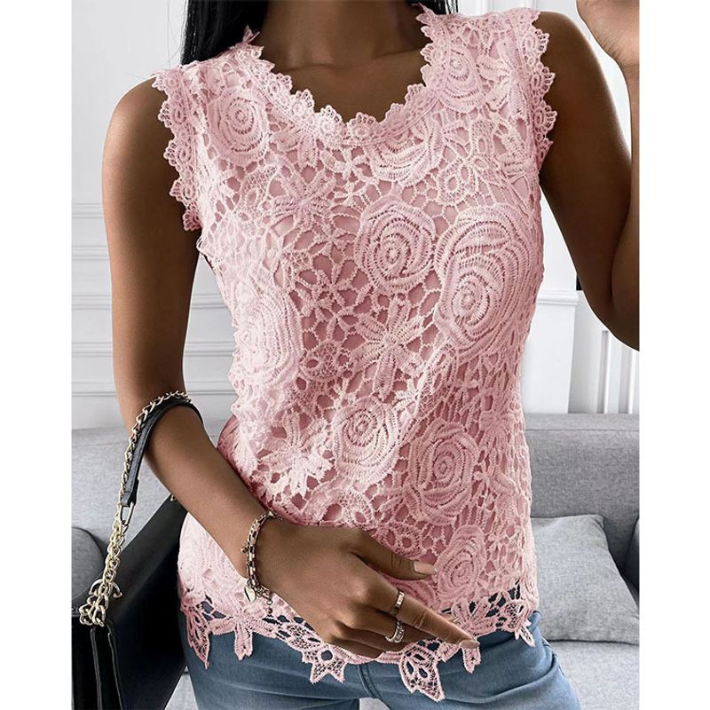 Camicia in pizzo con gilet alla moda da donna_voghion.com