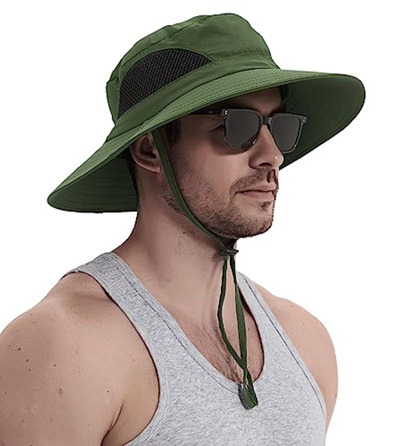 UV-Schutz für Herren, Wanderhut mit breiter Krempe, Outdoor-Kappe für Damen, Safari-Sonnenschutzhut_voghion.com
