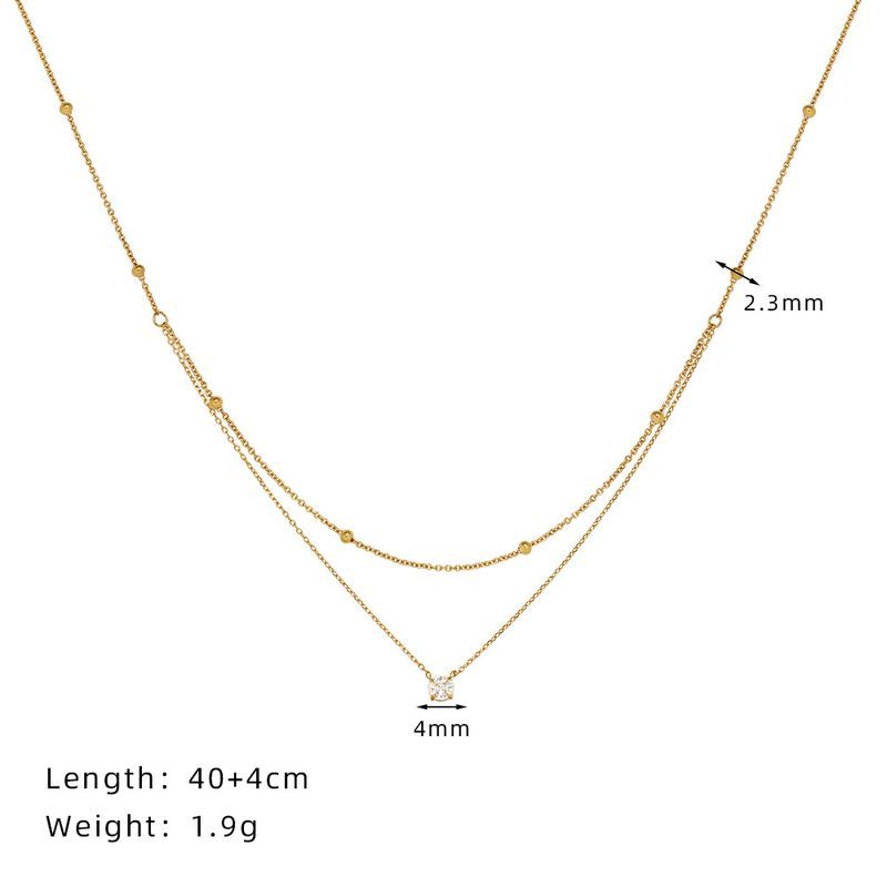 Whale Rain Jewelry Exquisite Single Dia Small Double Necklace Gold Bead Clavicle Chain Titanium Steel Vacuum Plating_voghion.com