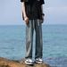 Jeans retrò per uomo, versatili pantaloni casual a gamba larga americani estivi con elastico in vita e coulisse e pantaloni larghi a gamba dritta_voghion.com