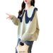 Doll Collar For Women 2025 Autumn New Thin Versatile Retro Loose Mid-Length Lazy Style Hoodless Sweatshirt_voghion.com