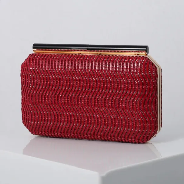 Piros rattan táska női táskákhoz, szőtt clutch 2024 szalma pénztárcák keresztpántos vállpántos telefon pénztárca vintage kézitáska 240820_voghion.com
