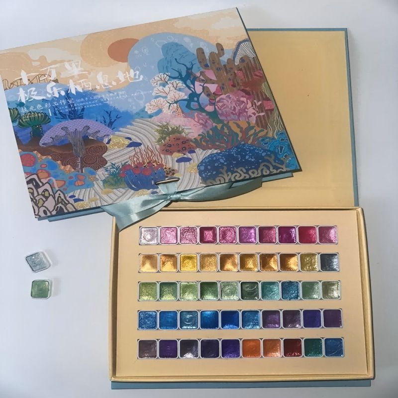 Pearlescent Solid Watercolor Set For Nail Art, Silk Flower Dyeing & Painting - Washable, Vibrant 30/50/72 Colors_voghion.com