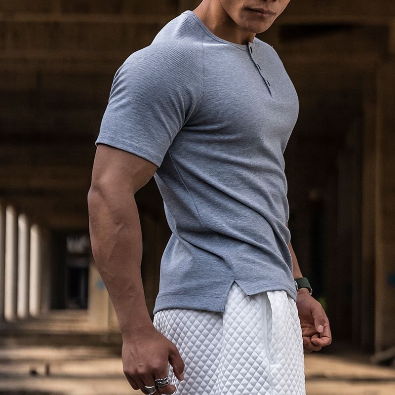 Polo American Slim Fit All-Match Wait Lifting Henry Collar Short Sleeve_voghion.com