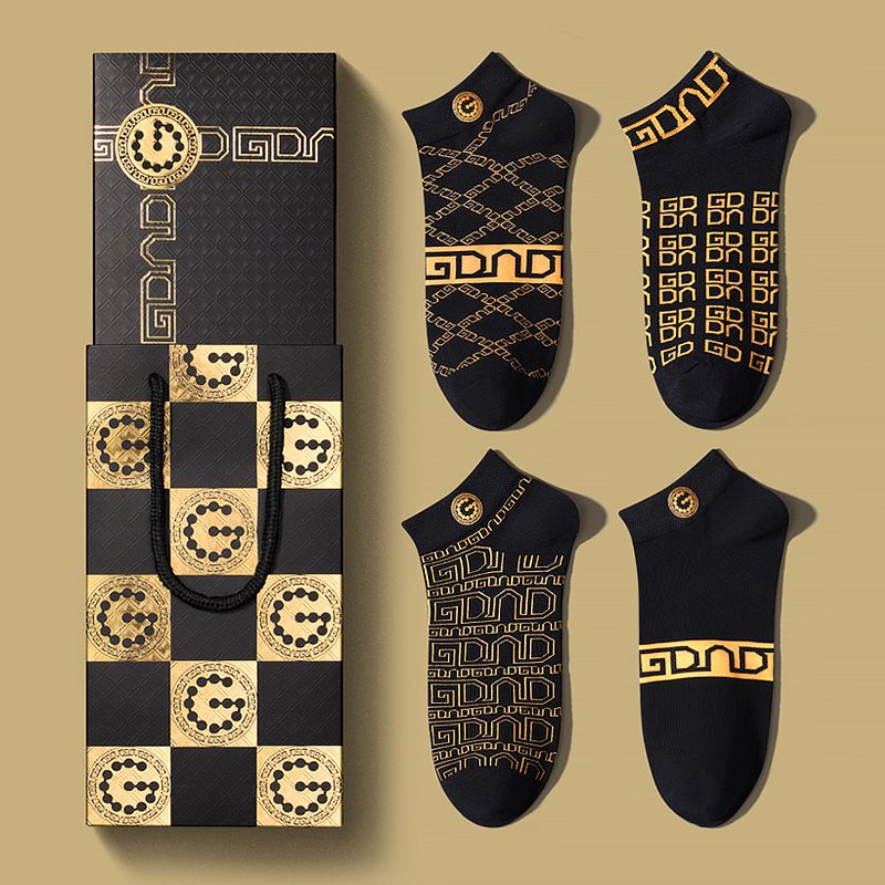 Echte GDAD Herrensocken, Baumwollsocken, Sport, atmungsaktiv, schweißabsorbierend, Deodorant, dünner Abschnitt, trendige Herrensocken, High-End-Geschenkbox_voghion.com
