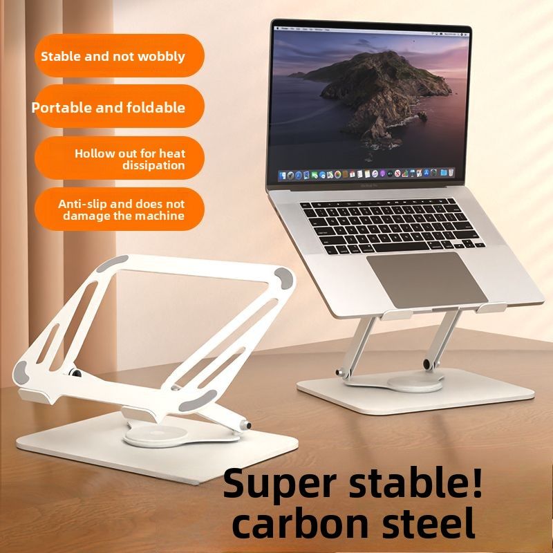 Metal Laptop Computer Steel Gold Adjustable Portable Heightening Base Folding Cooling Stand_voghion.com